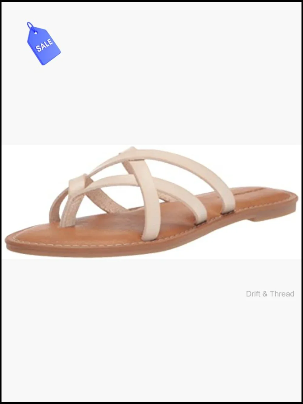 Women's Strappy Slide Flat Sandals, Slip On Comfort Sandals